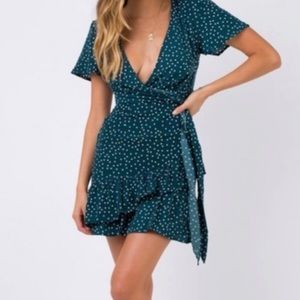 Princess Polly Green Polka Dot Dress